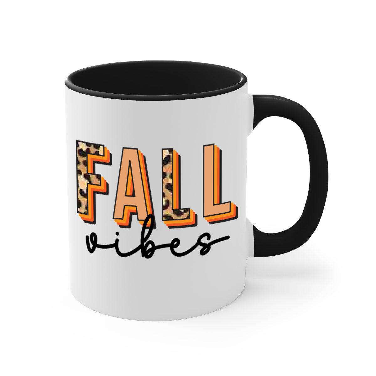 Fall Vibes 138# Mug featuring a two-tone design with a colored handle and glossy finish, available in multiple colors.