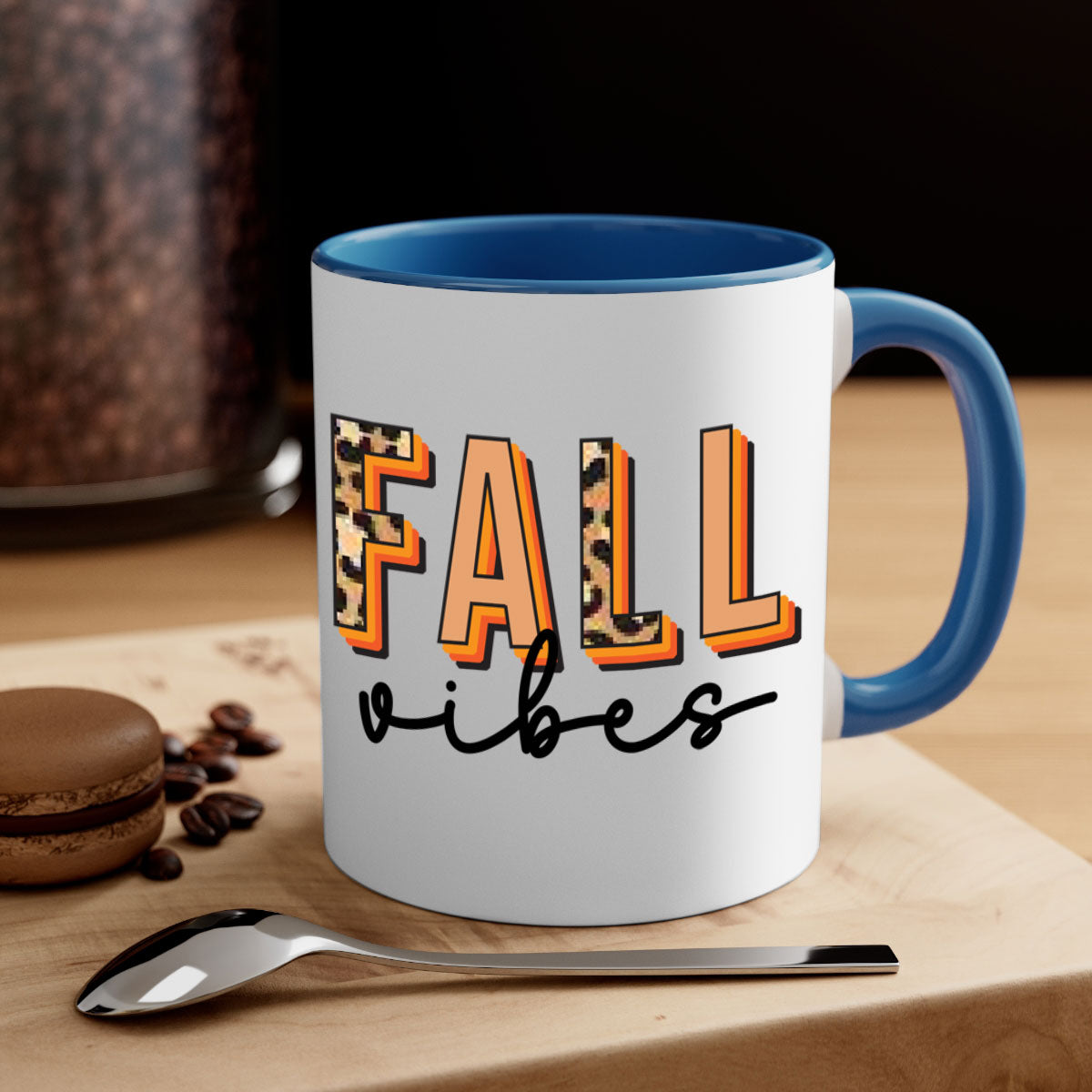 Fall Vibes 138# Mug featuring a two-tone design with a colored handle and glossy finish, available in multiple colors.