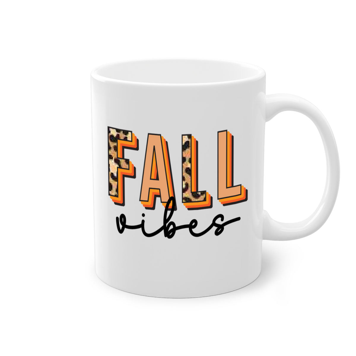 Fall Vibes 138# Mug featuring a two-tone design with a colored handle and glossy finish, available in multiple colors.
