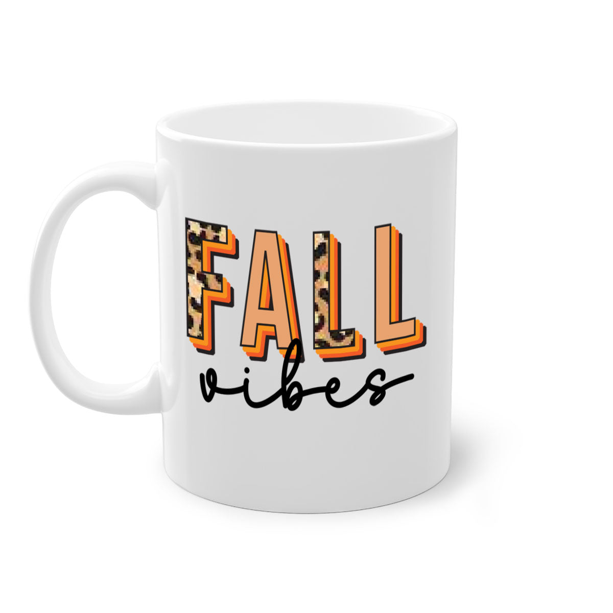 Fall Vibes 138# Mug featuring a two-tone design with a colored handle and glossy finish, available in multiple colors.