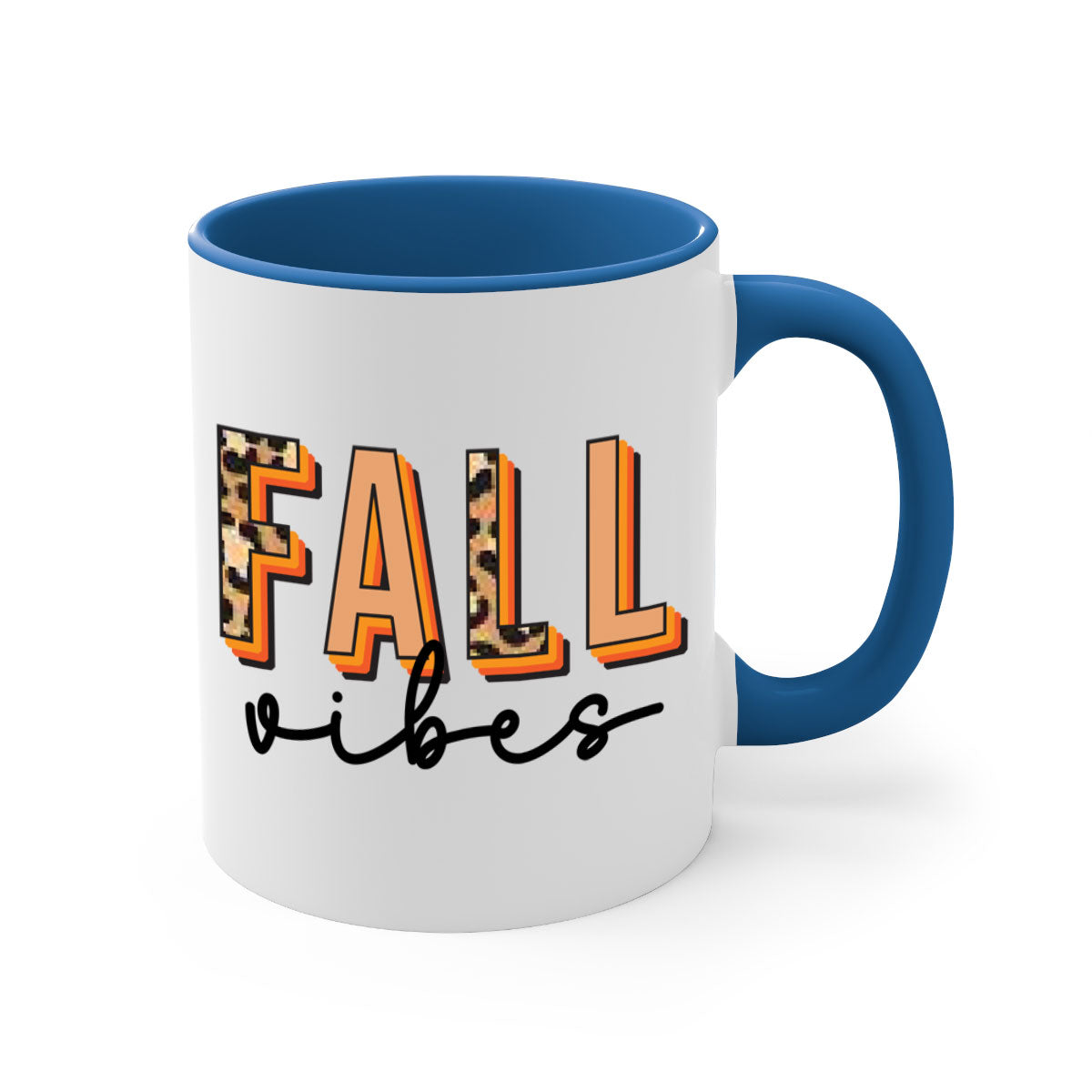 Fall Vibes 138# Mug featuring a two-tone design with a colored handle and glossy finish, available in multiple colors.