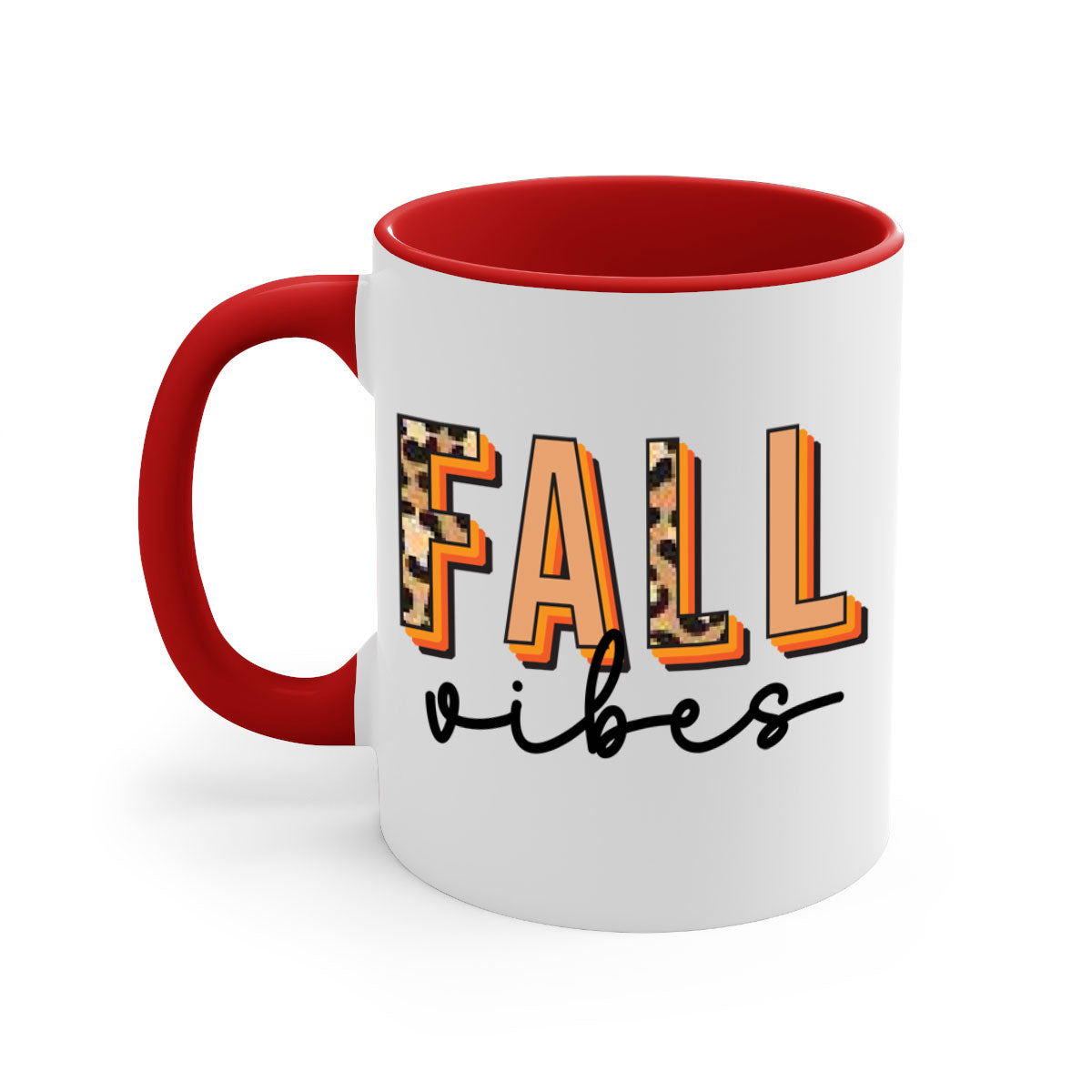 Fall Vibes 138# Mug featuring a two-tone design with a colored handle and glossy finish, available in multiple colors.