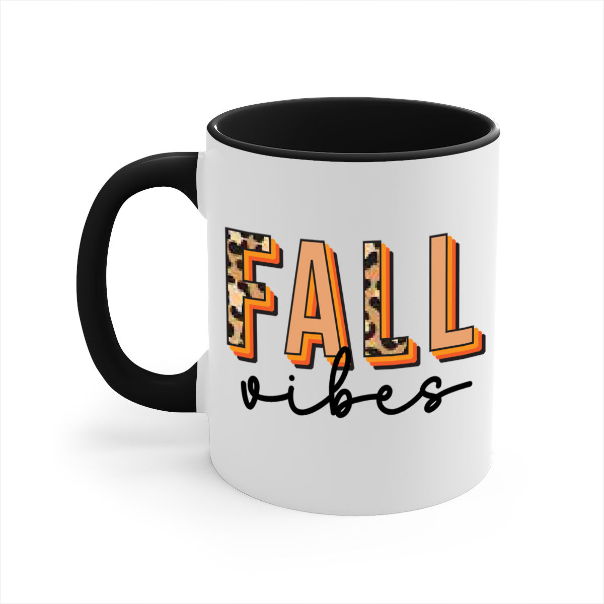 Fall Vibes 138# Mug featuring a two-tone design with a colored handle and glossy finish, available in multiple colors.