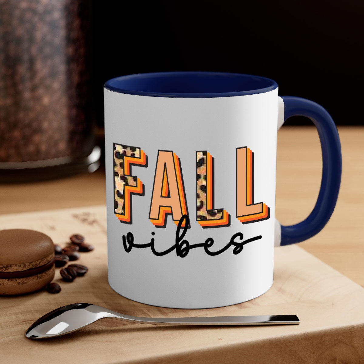 Fall Vibes 138# Mug featuring a two-tone design with a colored handle and glossy finish, available in multiple colors.