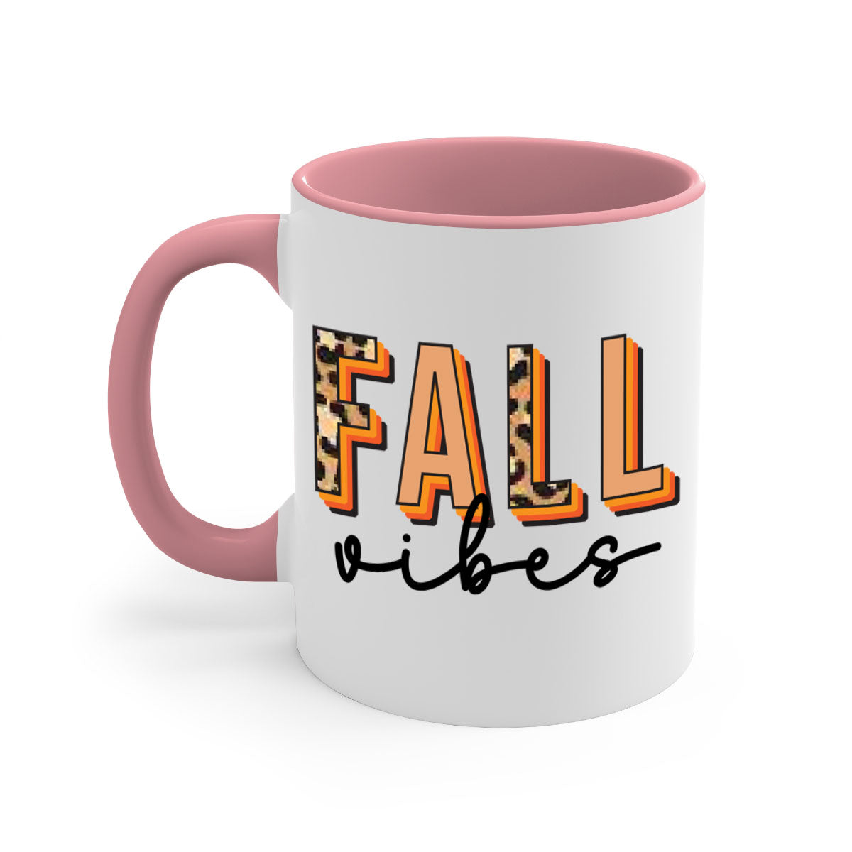 Fall Vibes 138# Mug featuring a two-tone design with a colored handle and glossy finish, available in multiple colors.
