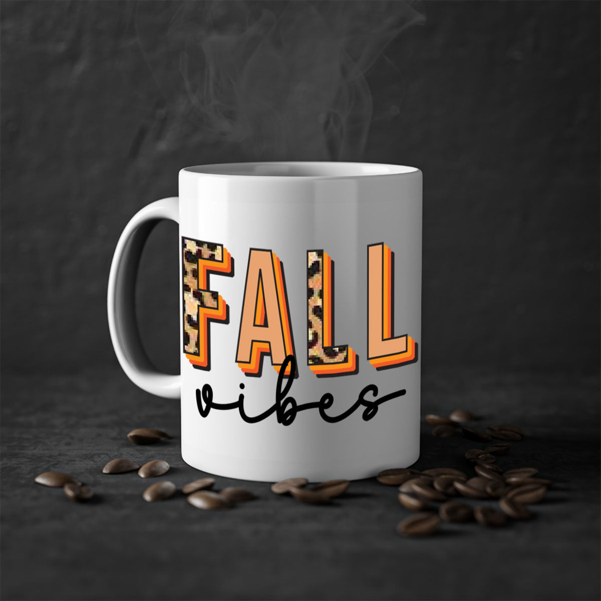 Fall Vibes 138# Mug featuring a two-tone design with a colored handle and glossy finish, available in multiple colors.