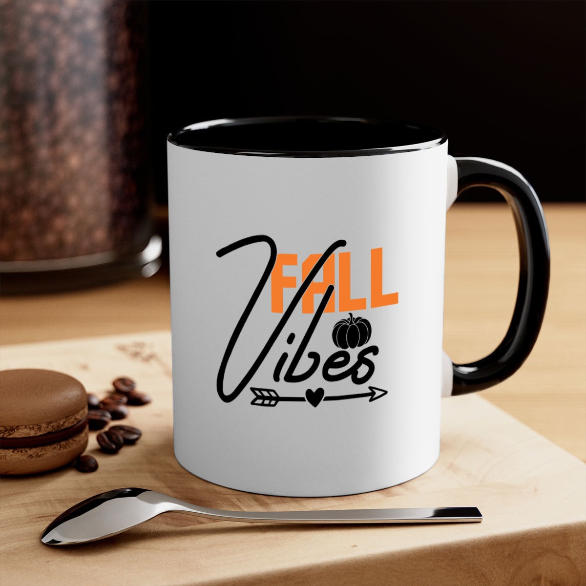 Fall Vibes 142# Mug featuring a two-tone design with a colored handle and glossy finish, available in multiple colors.