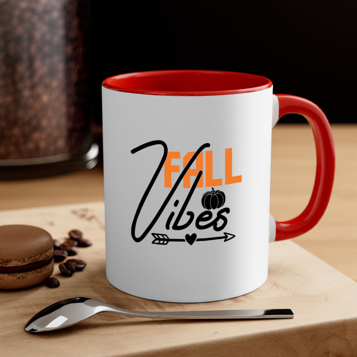Fall Vibes 142# Mug featuring a two-tone design with a colored handle and glossy finish, available in multiple colors.