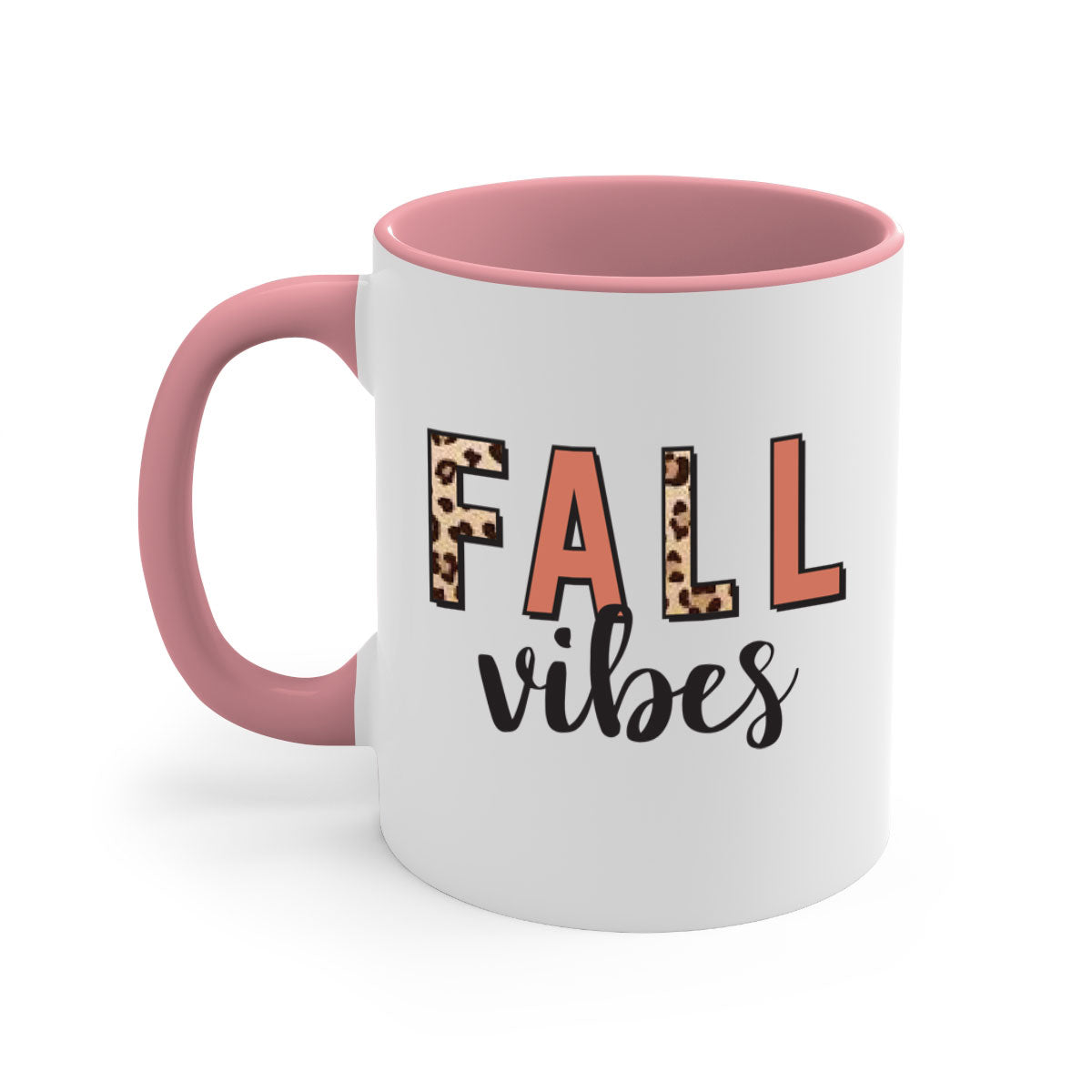 Fall Vibes 143# Mug featuring a two-tone design with a colored handle and glossy finish, available in multiple colors.