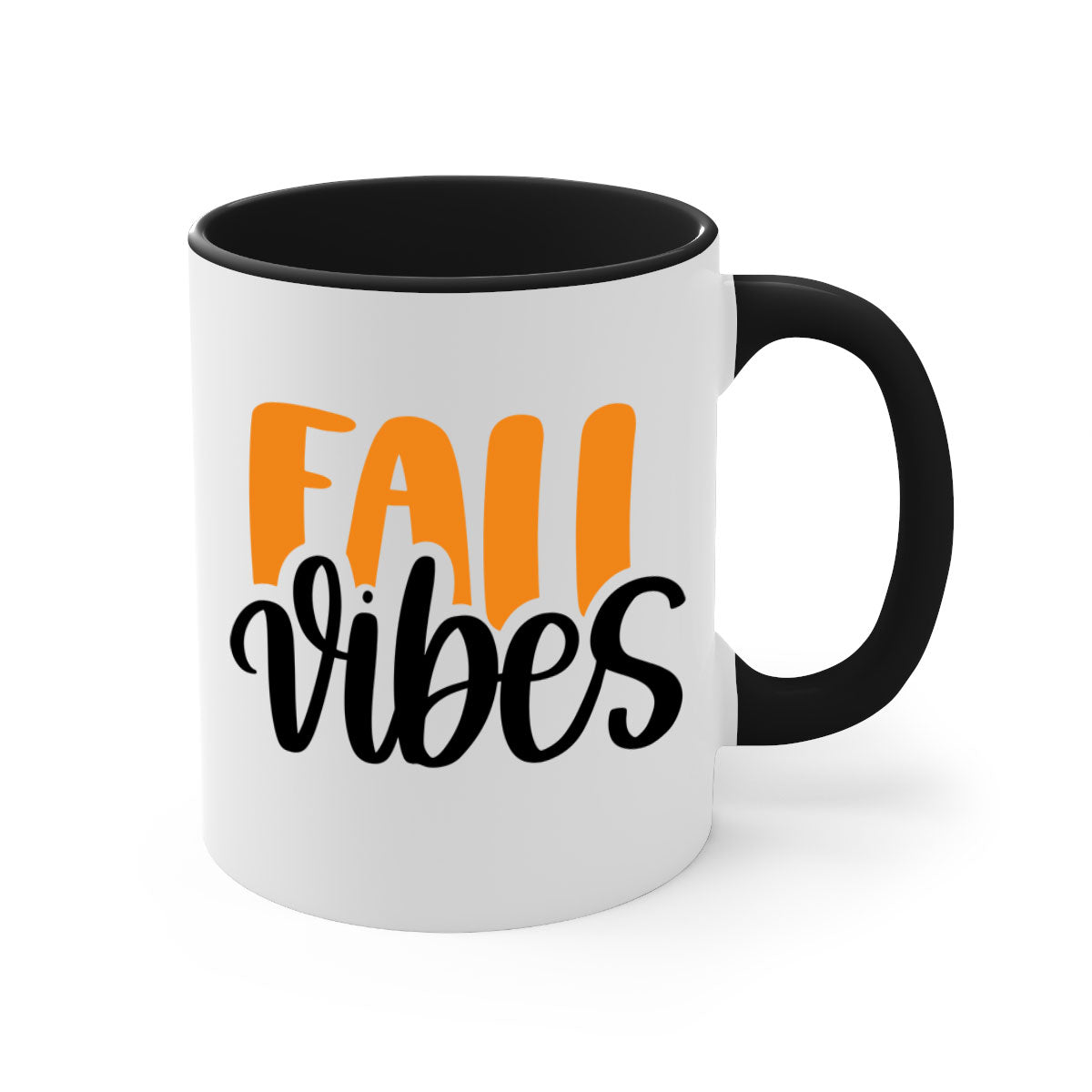 Fall Vibes 487# Mug featuring a two-tone design with a colored handle and glossy finish, available in multiple colors.