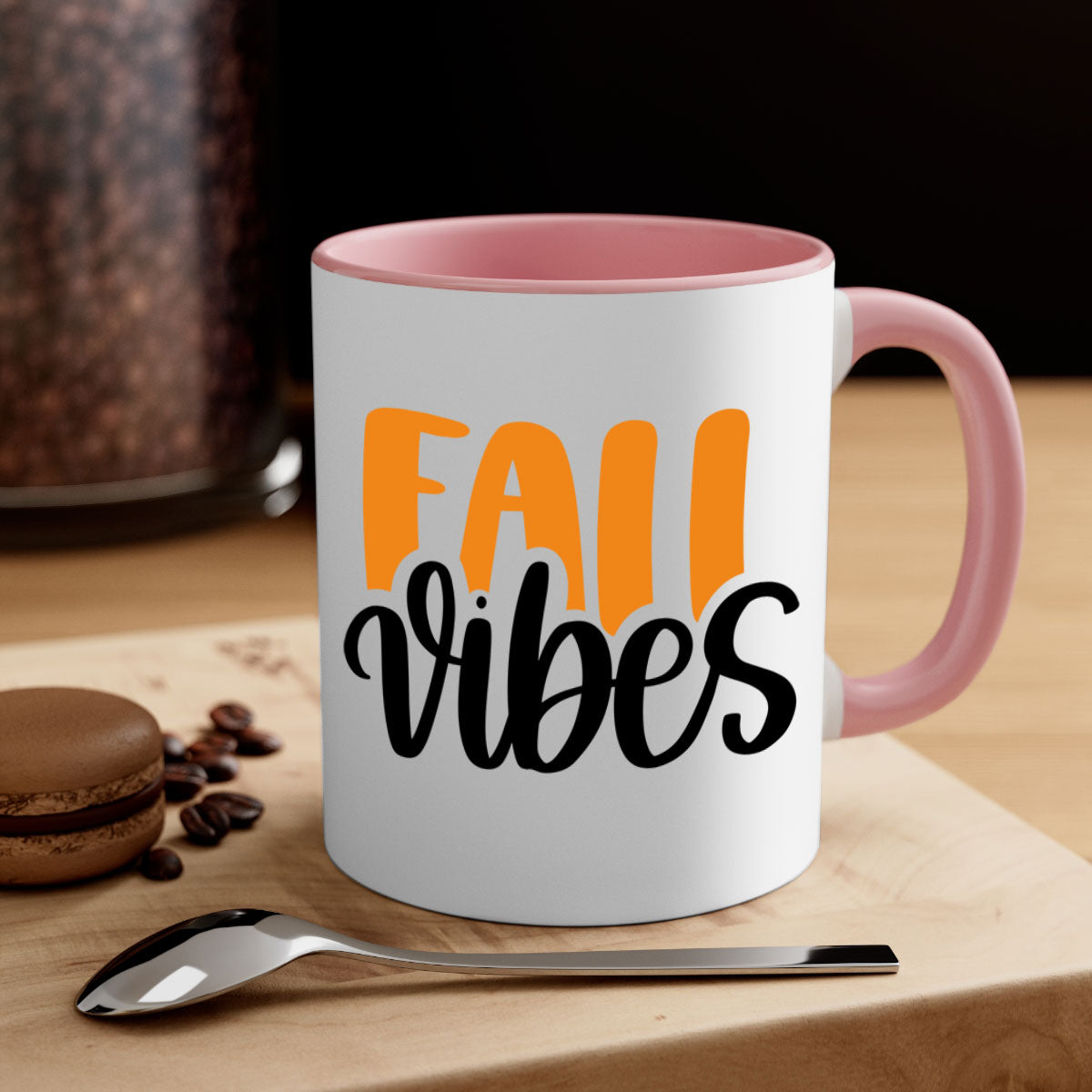Fall Vibes 487# Mug featuring a two-tone design with a colored handle and glossy finish, available in multiple colors.