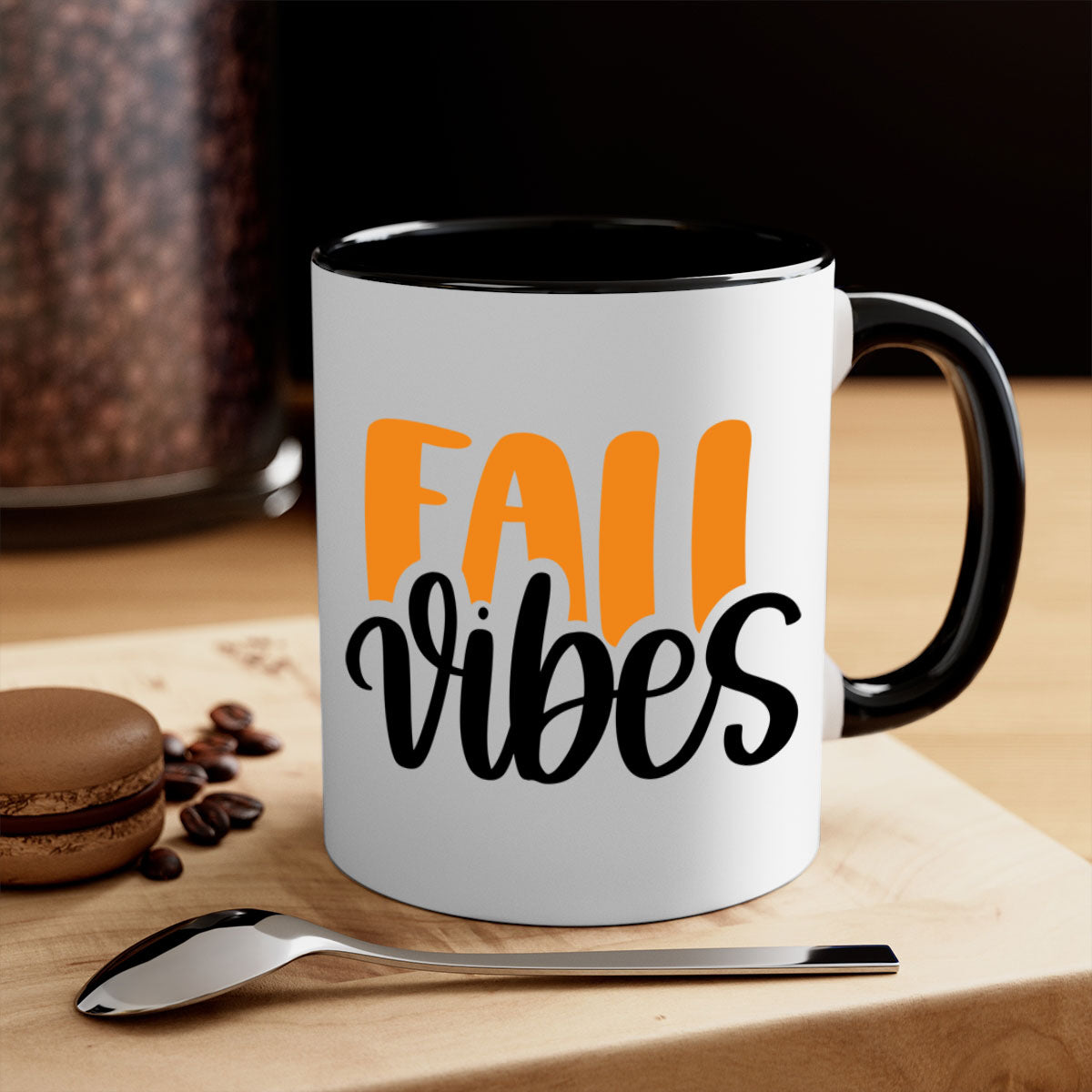 Fall Vibes 487# Mug featuring a two-tone design with a colored handle and glossy finish, available in multiple colors.