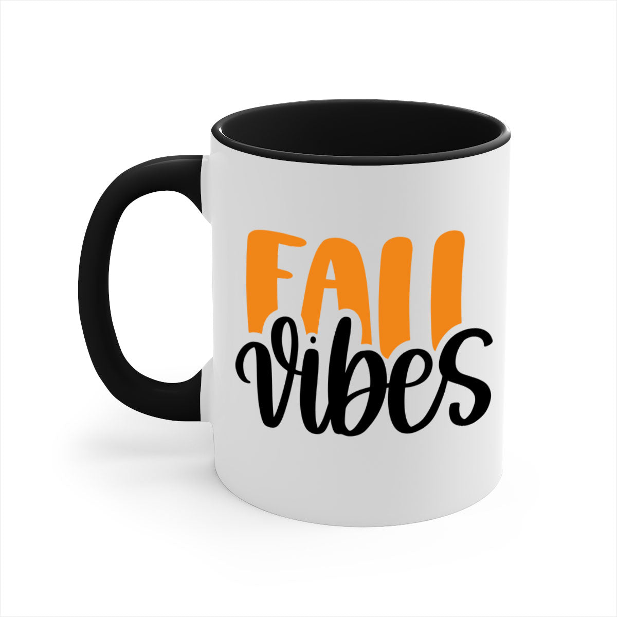 Fall Vibes 487# Mug featuring a two-tone design with a colored handle and glossy finish, available in multiple colors.