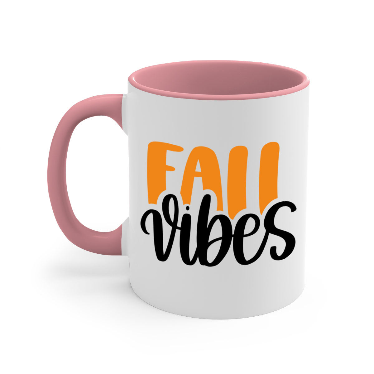 Fall Vibes 487# Mug featuring a two-tone design with a colored handle and glossy finish, available in multiple colors.