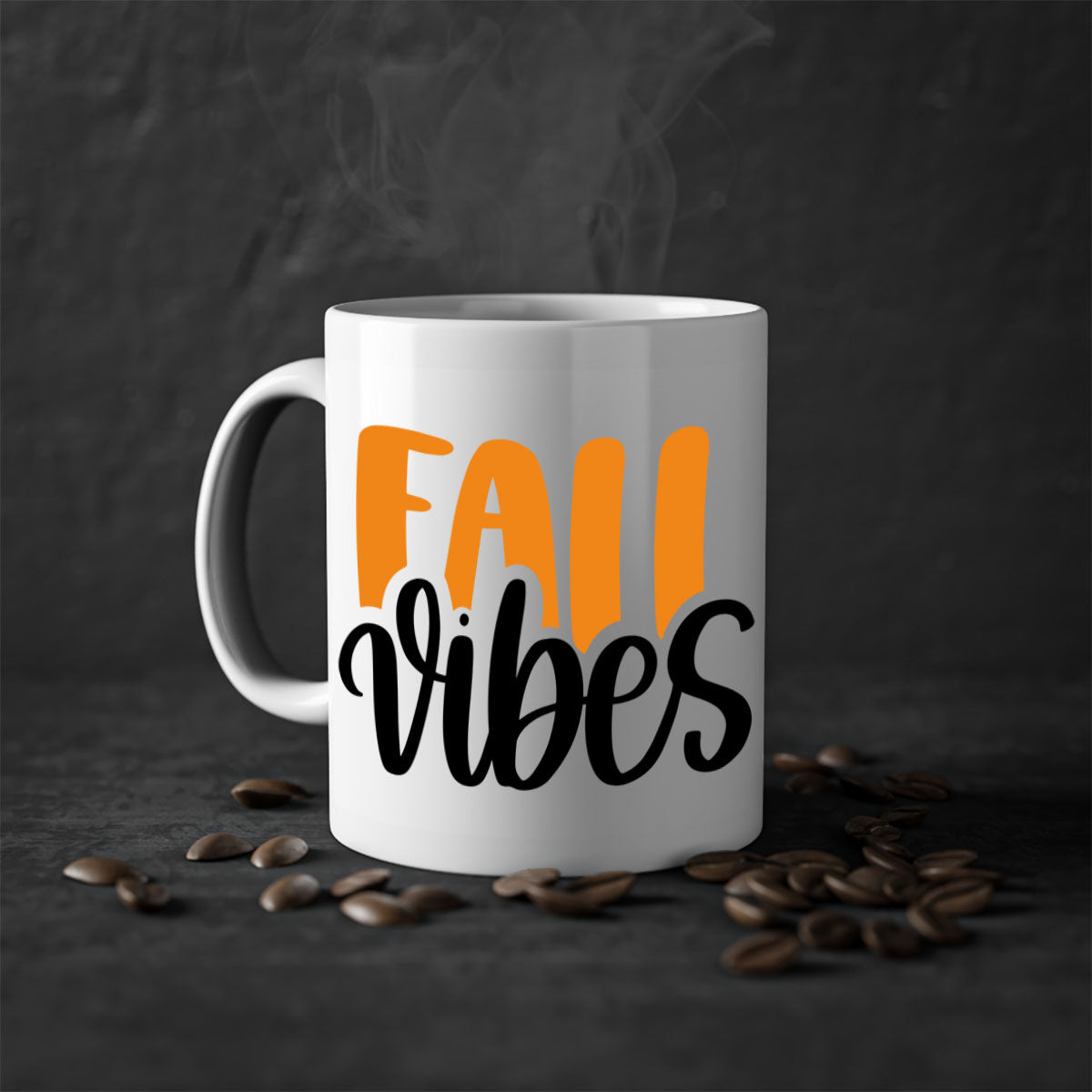 Fall Vibes 487# Mug featuring a two-tone design with a colored handle and glossy finish, available in multiple colors.