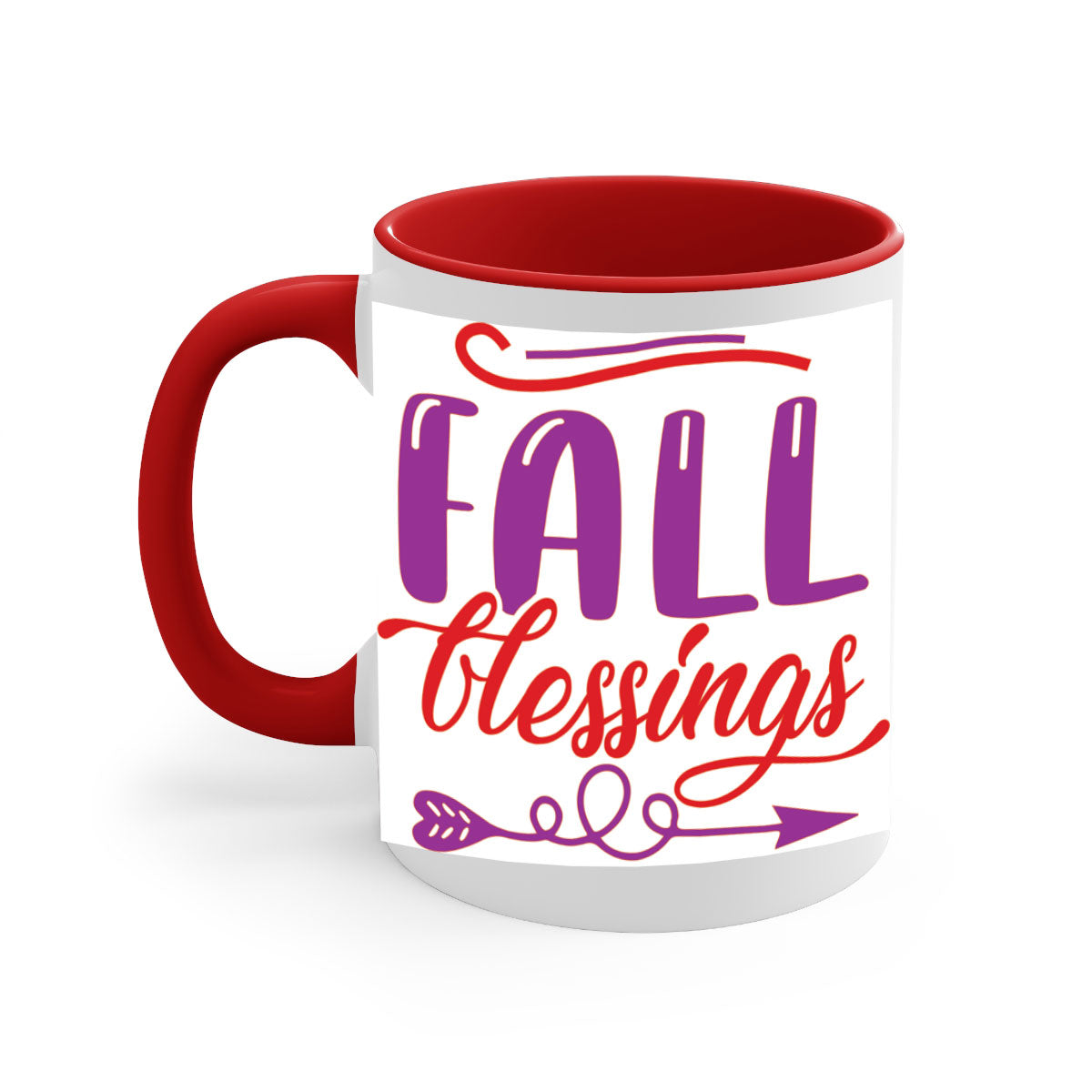 FallBlessingsdesign 146# Mug featuring a glossy finish, colored handle, and interior, available in multiple colors and sizes.