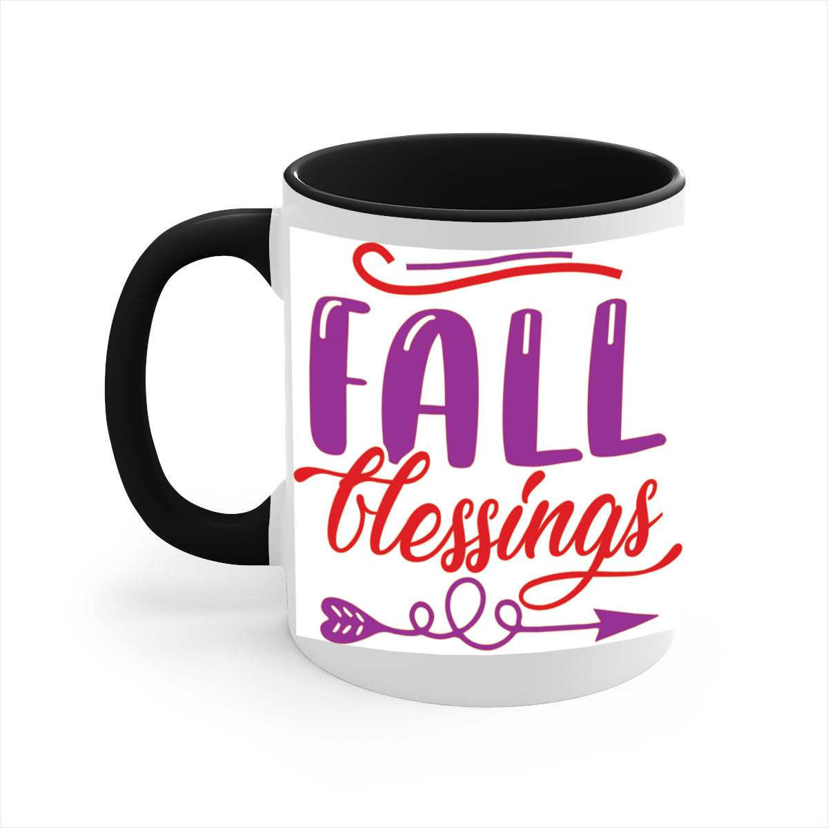 FallBlessingsdesign 146# Mug featuring a glossy finish, colored handle, and interior, available in multiple colors and sizes.