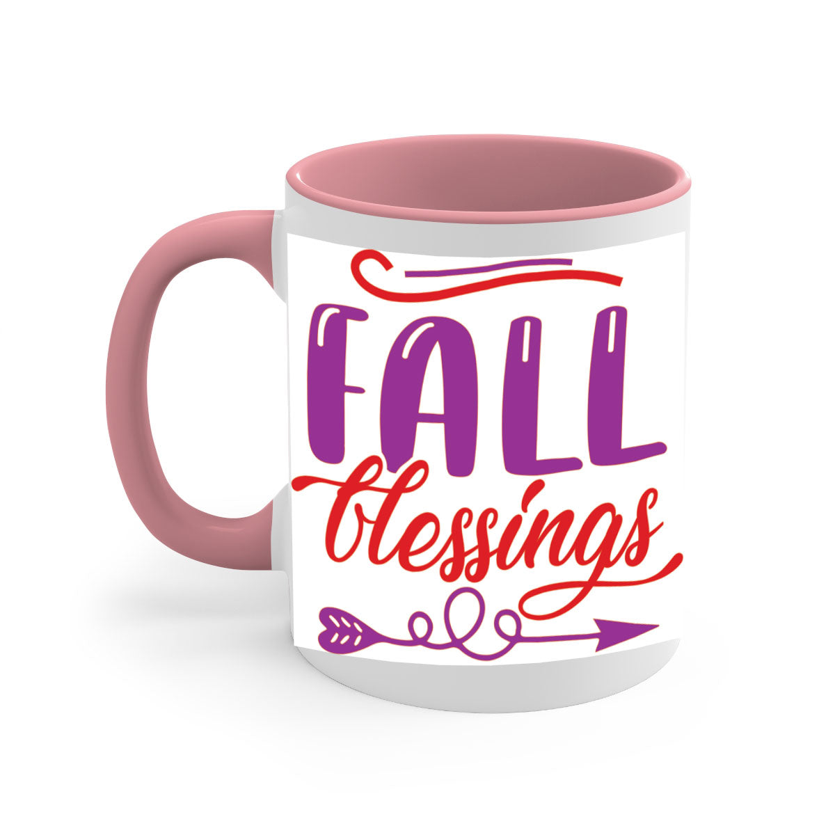 FallBlessingsdesign 146# Mug featuring a glossy finish, colored handle, and interior, available in multiple colors and sizes.