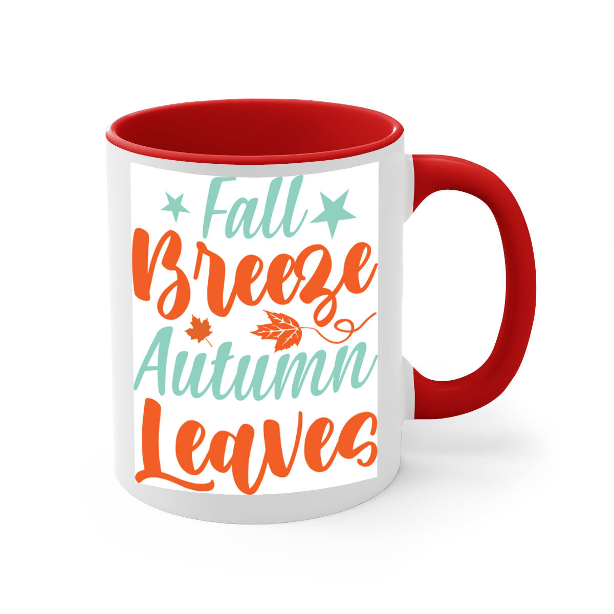 FallBreezeAutumnLeaves 147# Mug with two-tone design, featuring a colored handle and glossy finish, available in multiple colors.