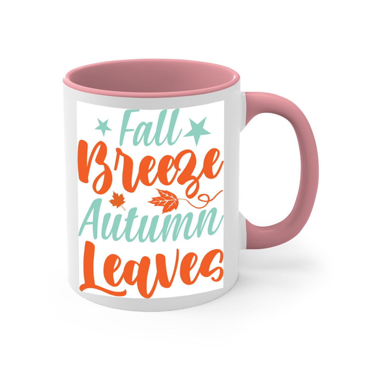 FallBreezeAutumnLeaves 147# Mug with two-tone design, featuring a colored handle and glossy finish, available in multiple colors.