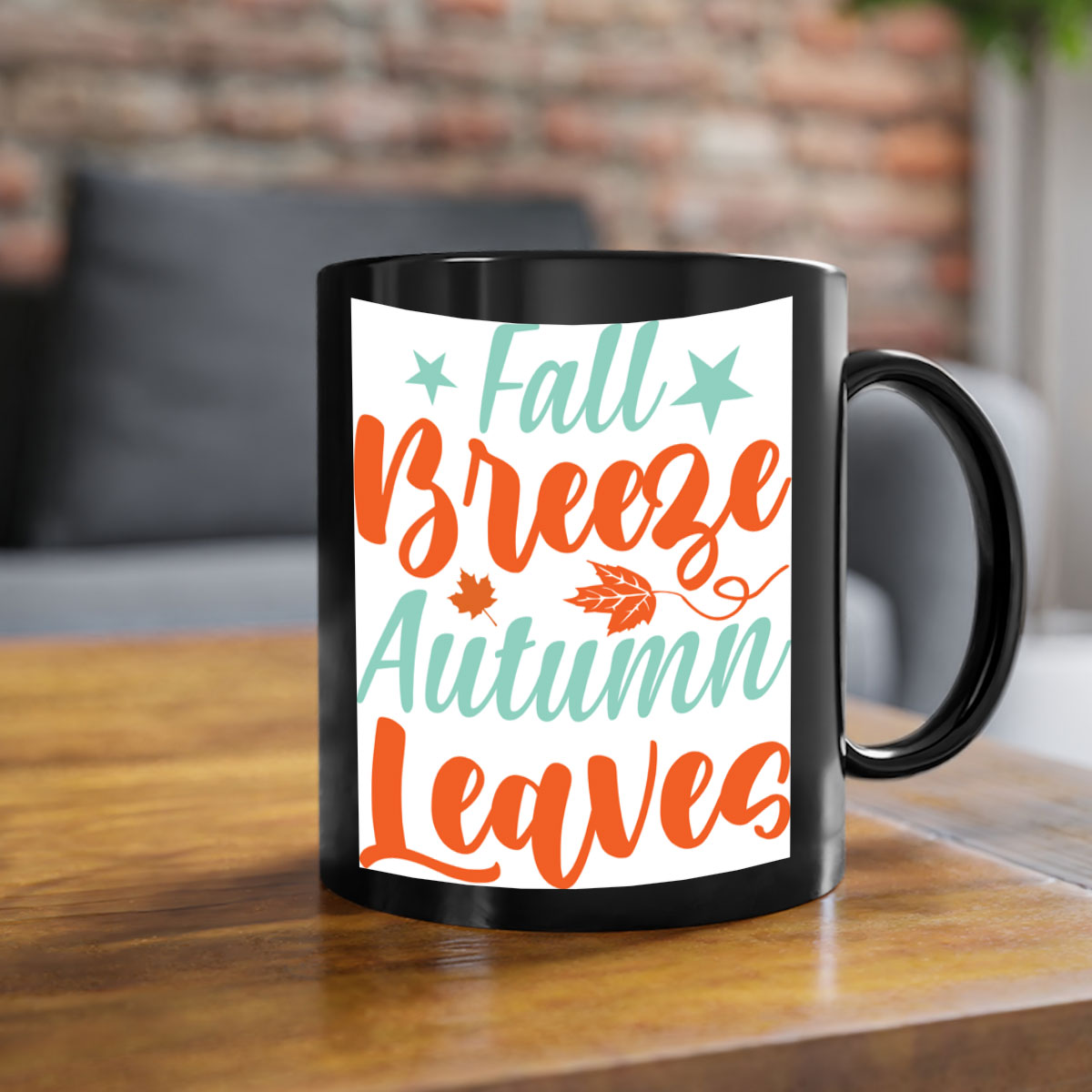 FallBreezeAutumnLeaves 147# Mug with two-tone design, featuring a colored handle and glossy finish, available in multiple colors.