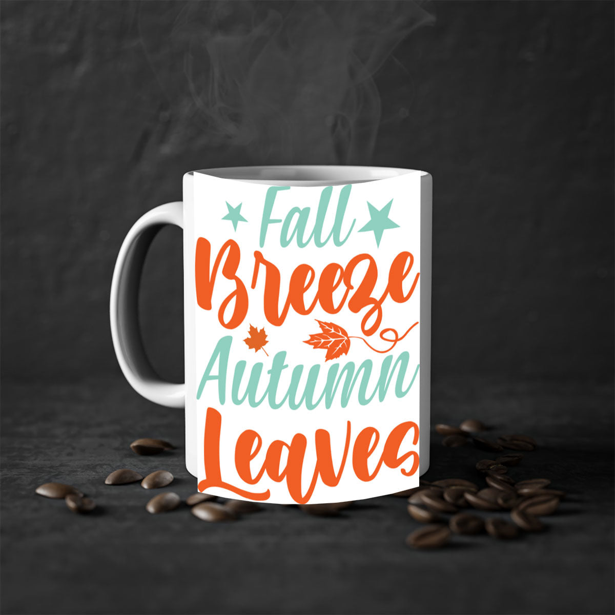 FallBreezeAutumnLeaves 147# Mug with two-tone design, featuring a colored handle and glossy finish, available in multiple colors.