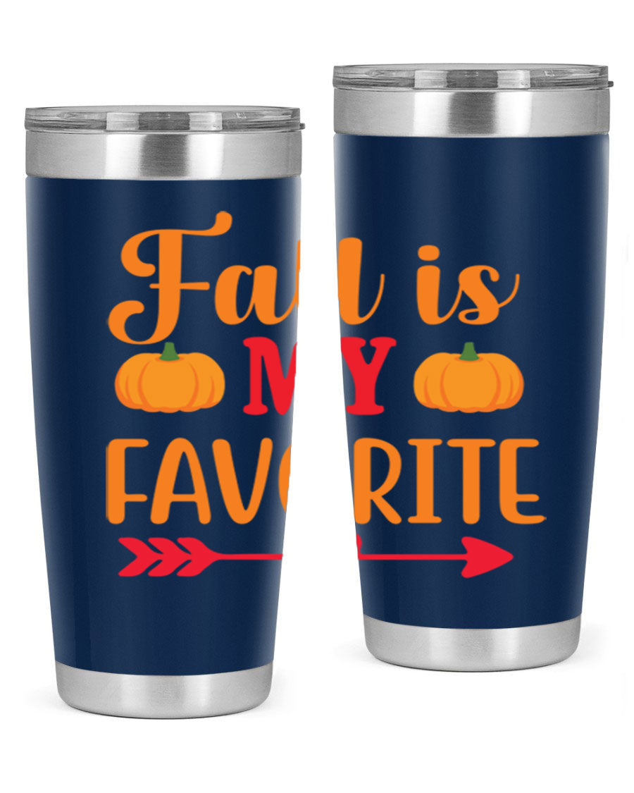 FallisMyFavorite 20oz tumbler in stainless steel with a drink-thru lid, showcasing its sleek design and insulation features.