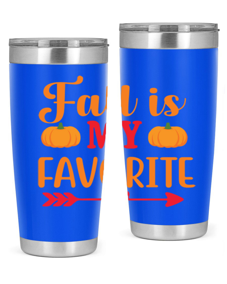FallisMyFavorite 20oz tumbler in stainless steel with a drink-thru lid, showcasing its sleek design and insulation features.