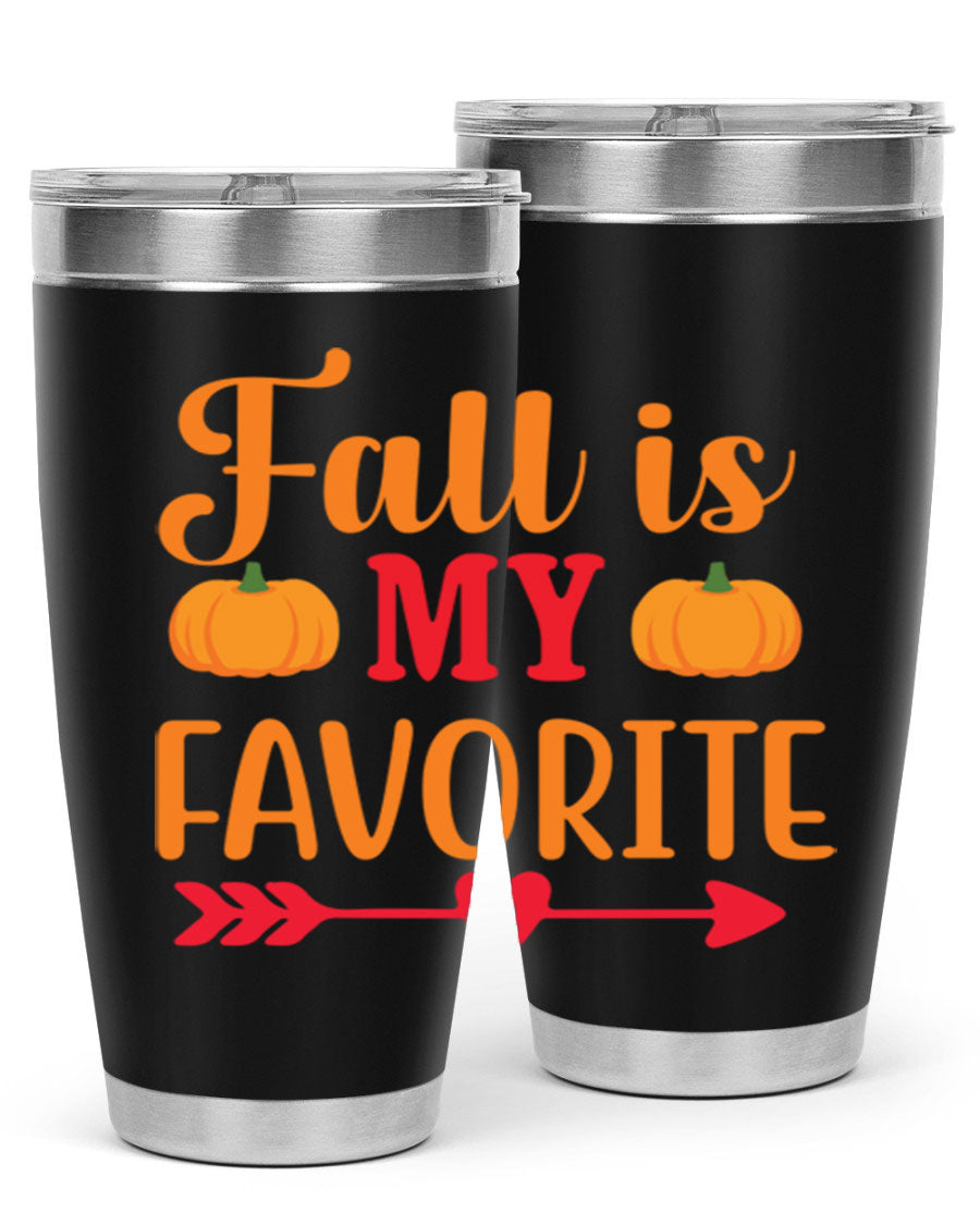 FallisMyFavorite 20oz tumbler in stainless steel with a drink-thru lid, showcasing its sleek design and insulation features.