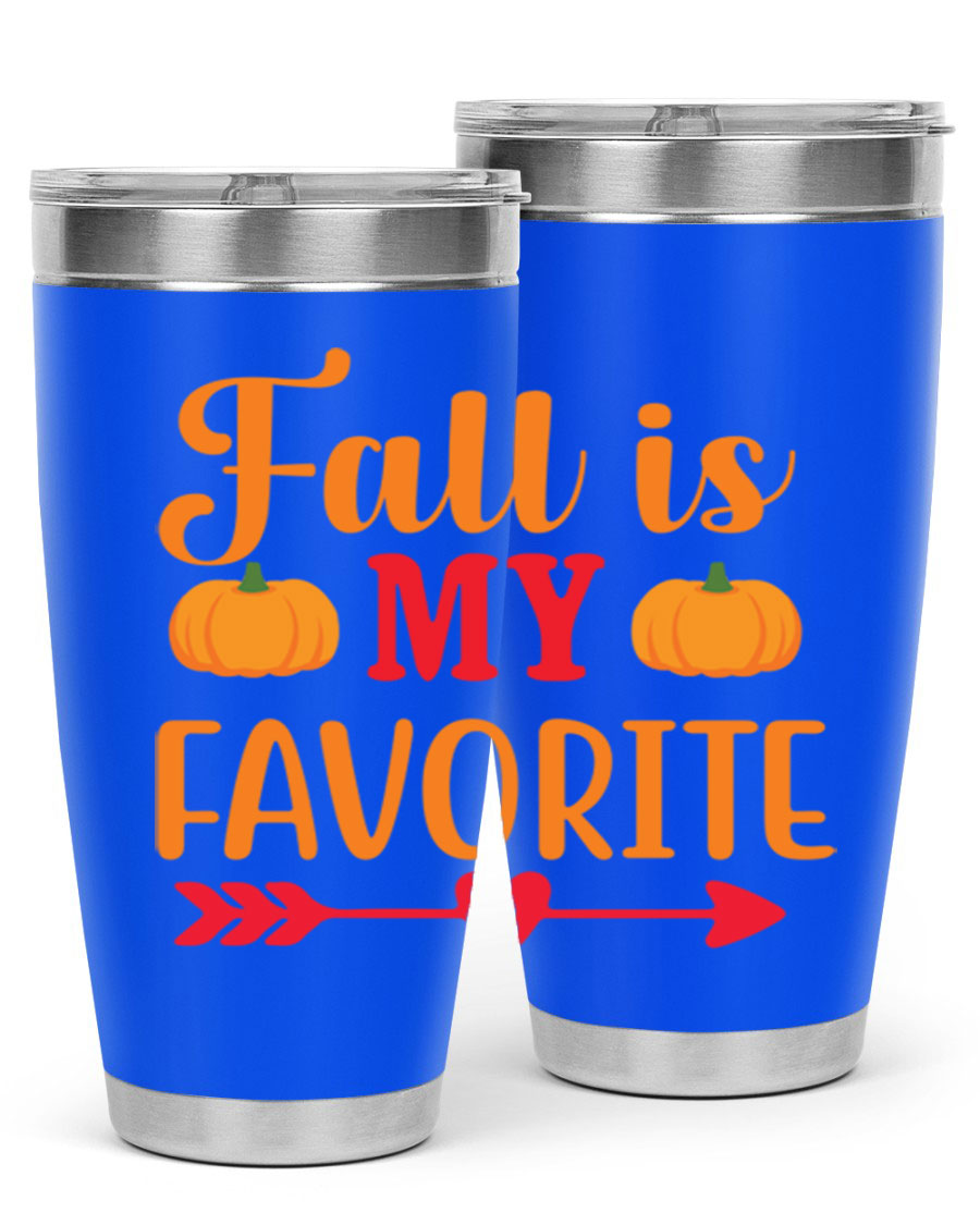 FallisMyFavorite 20oz tumbler in stainless steel with a drink-thru lid, showcasing its sleek design and insulation features.
