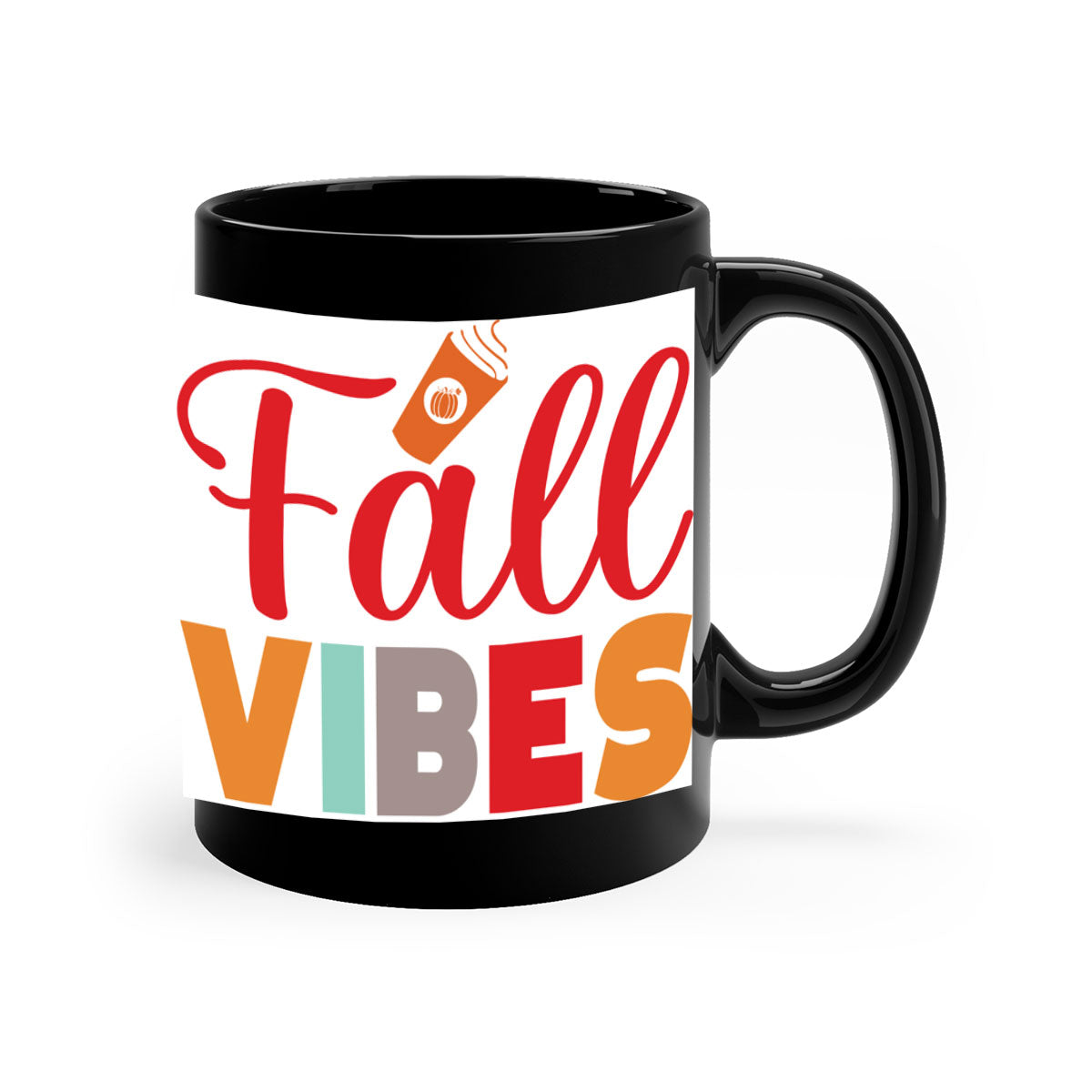FallVibesdesign 166# Mug featuring a two-tone design with a colored handle and glossy finish, available in multiple colors.