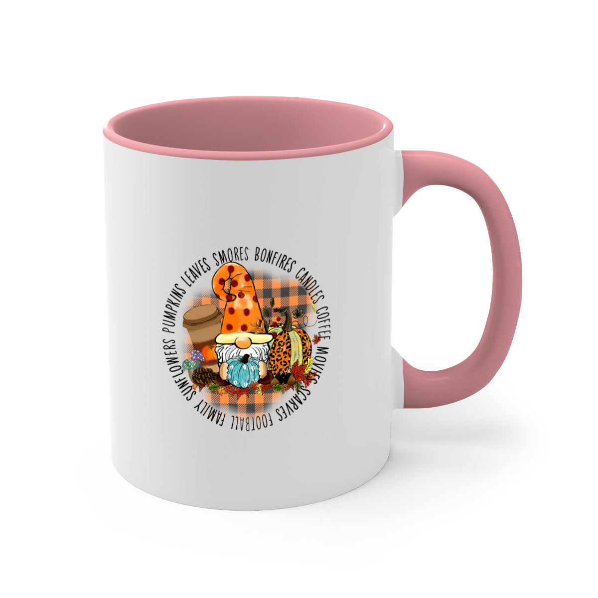 FallVibesGnome 165# Mug featuring a two-tone design with a colored handle and interior, available in multiple colors and sizes.