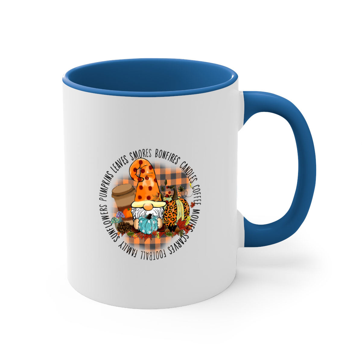FallVibesGnome 165# Mug featuring a two-tone design with a colored handle and interior, available in multiple colors and sizes.
