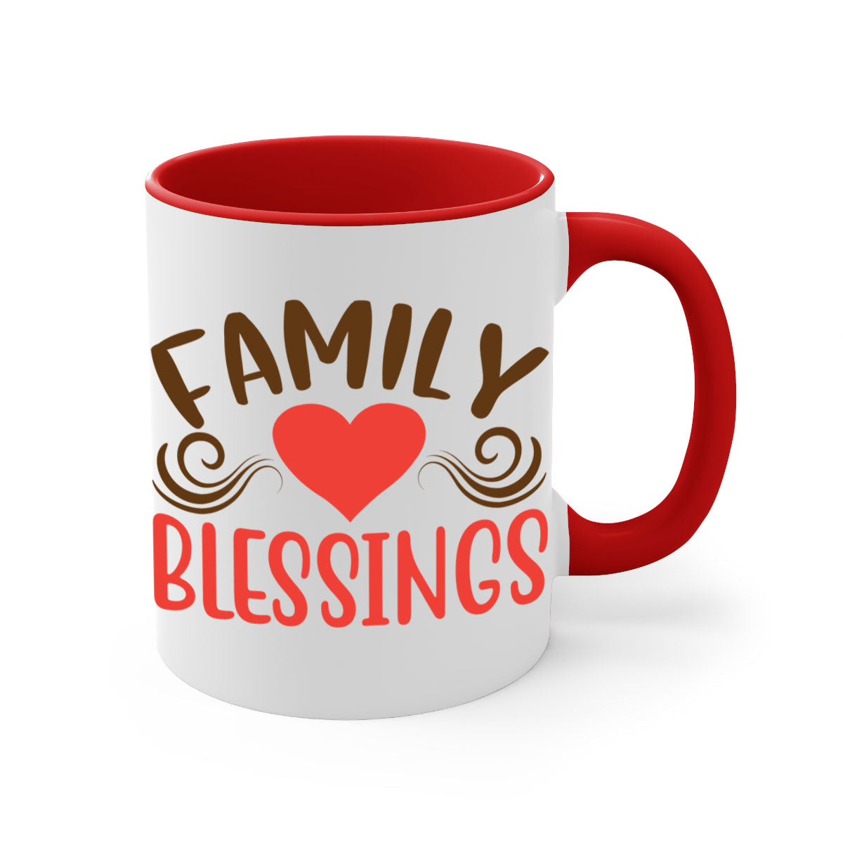 Family Blessings 169# Mug with two-tone design, available in five colors, featuring a glossy finish and easy-grip handle.