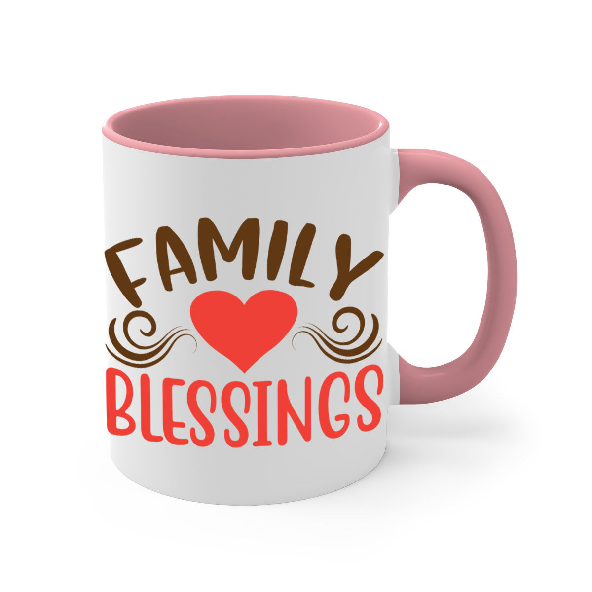 Family Blessings 169# Mug with two-tone design, available in five colors, featuring a glossy finish and easy-grip handle.