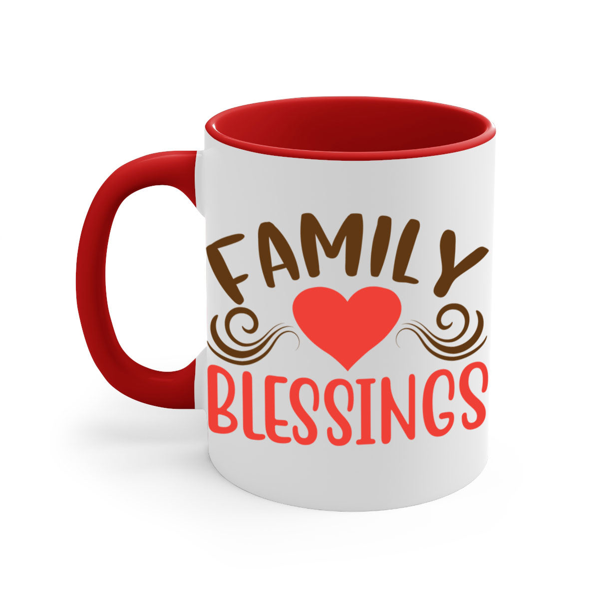 Family Blessings 169# Mug with two-tone design, available in five colors, featuring a glossy finish and easy-grip handle.