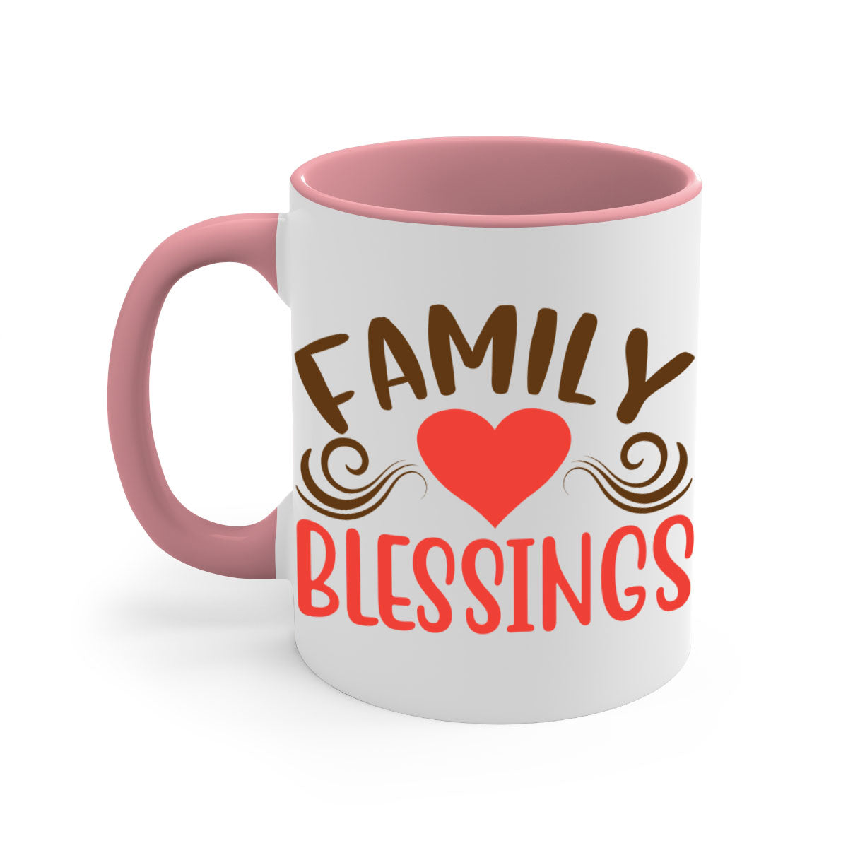 Family Blessings 169# Mug with two-tone design, available in five colors, featuring a glossy finish and easy-grip handle.