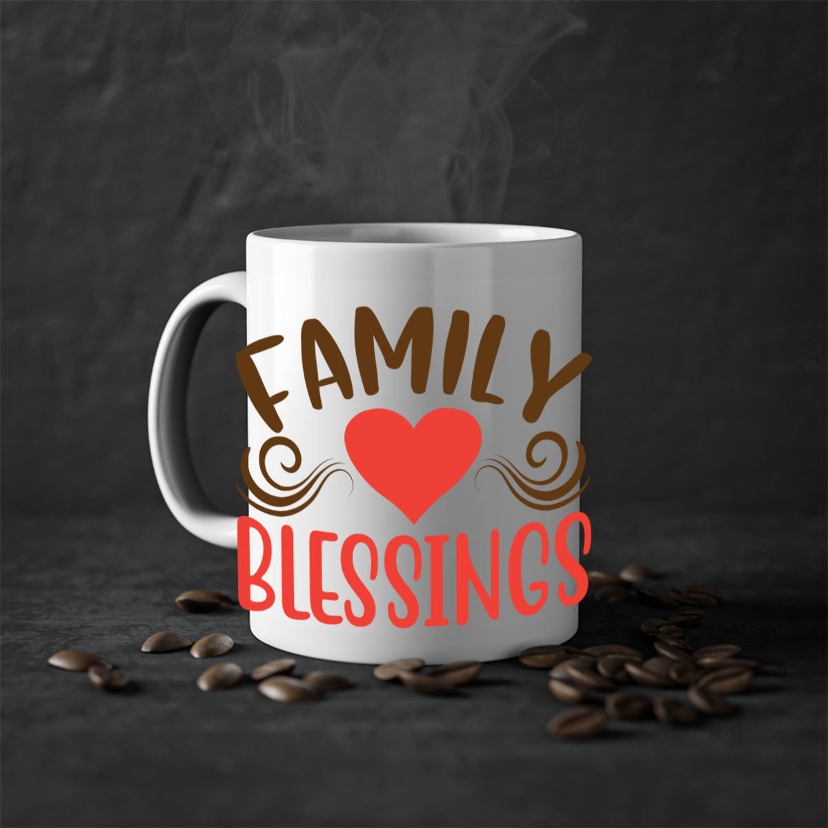 Family Blessings 169# Mug with two-tone design, available in five colors, featuring a glossy finish and easy-grip handle.