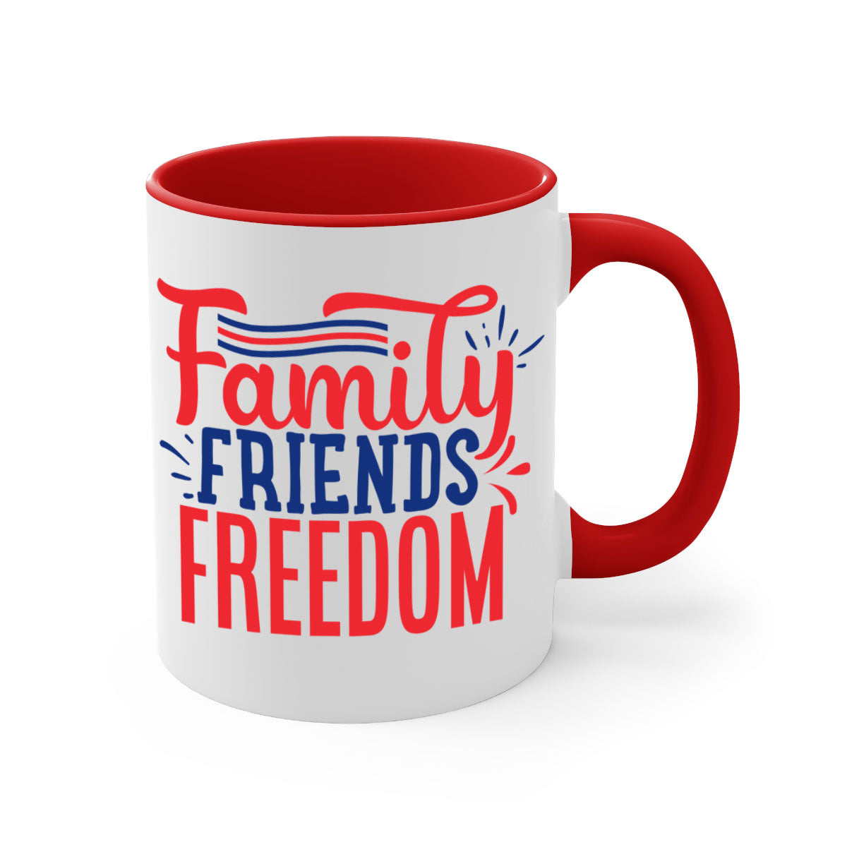 Family Friends Freedom Style 48# Mug with a glossy finish and colorful handle, available in multiple colors and sizes.