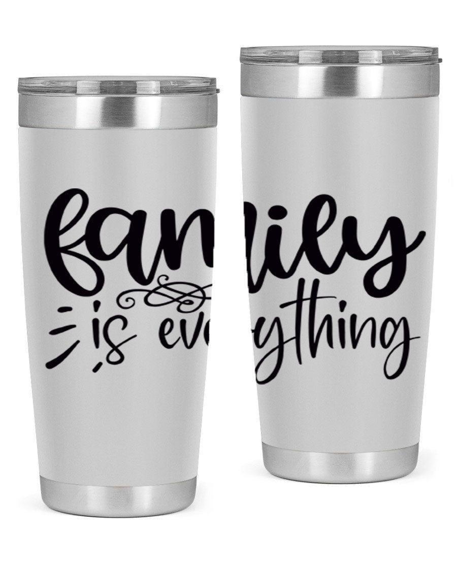 Family is Everything 72# Tumbler in stainless steel with a vibrant design, perfect for hot and cold beverages.