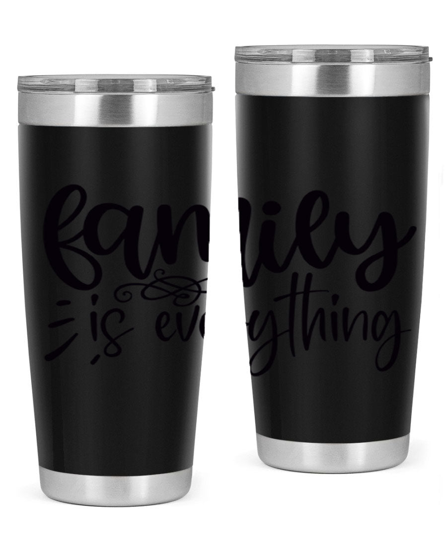Family is Everything 72# Tumbler in stainless steel with a vibrant design, perfect for hot and cold beverages.