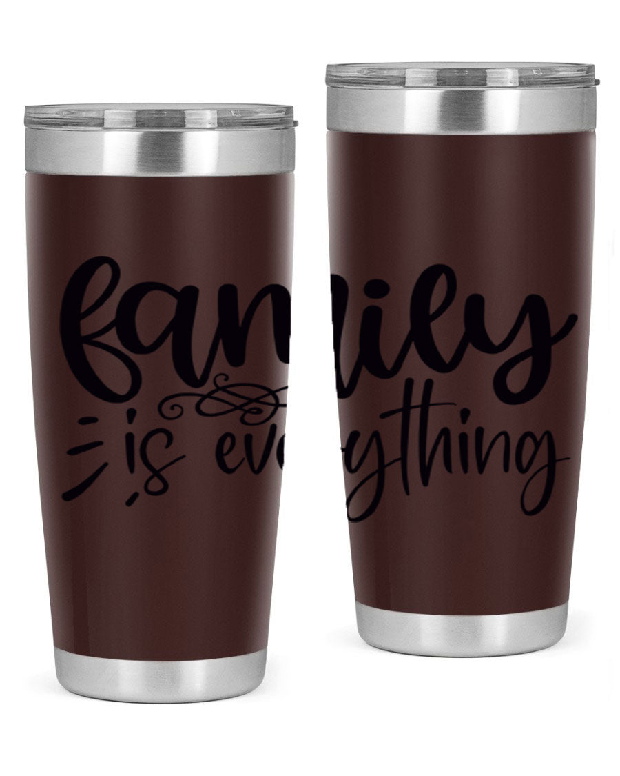 Family is Everything 72# Tumbler in stainless steel with a vibrant design, perfect for hot and cold beverages.