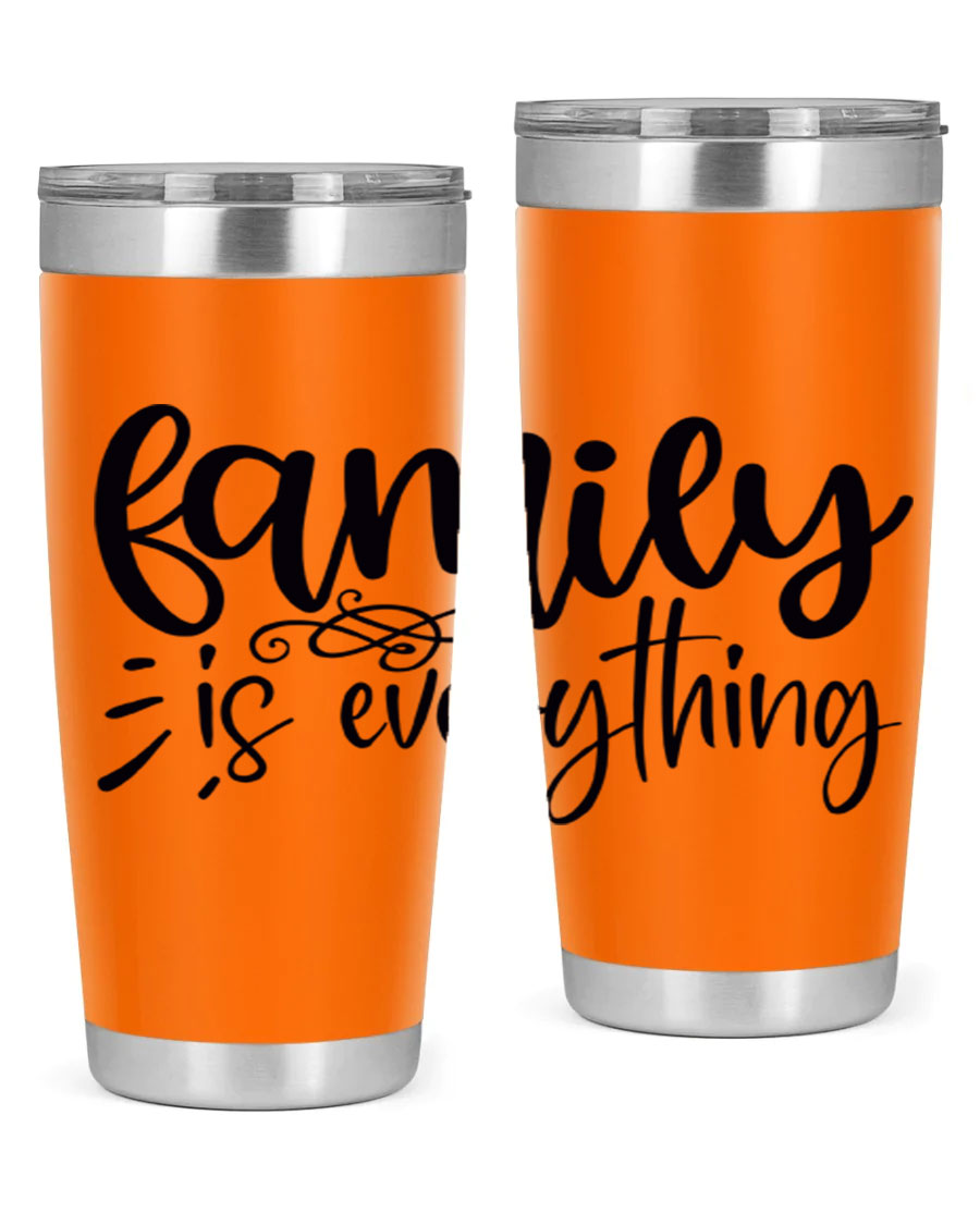 Family is Everything 72# Tumbler in stainless steel with a vibrant design, perfect for hot and cold beverages.