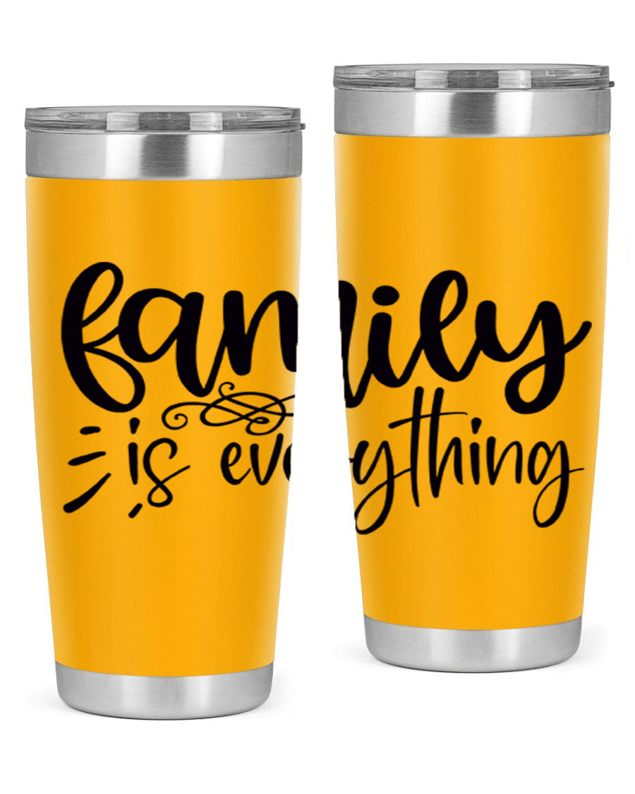 Family is Everything 72# Tumbler in stainless steel with a vibrant design, perfect for hot and cold beverages.