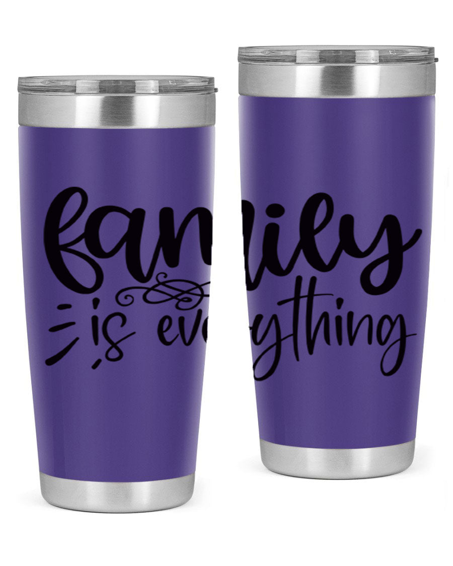Family is Everything 72# Tumbler in stainless steel with a vibrant design, perfect for hot and cold beverages.