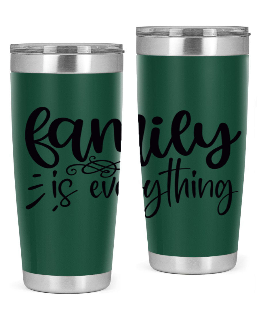 Family is Everything 72# Tumbler in stainless steel with a vibrant design, perfect for hot and cold beverages.