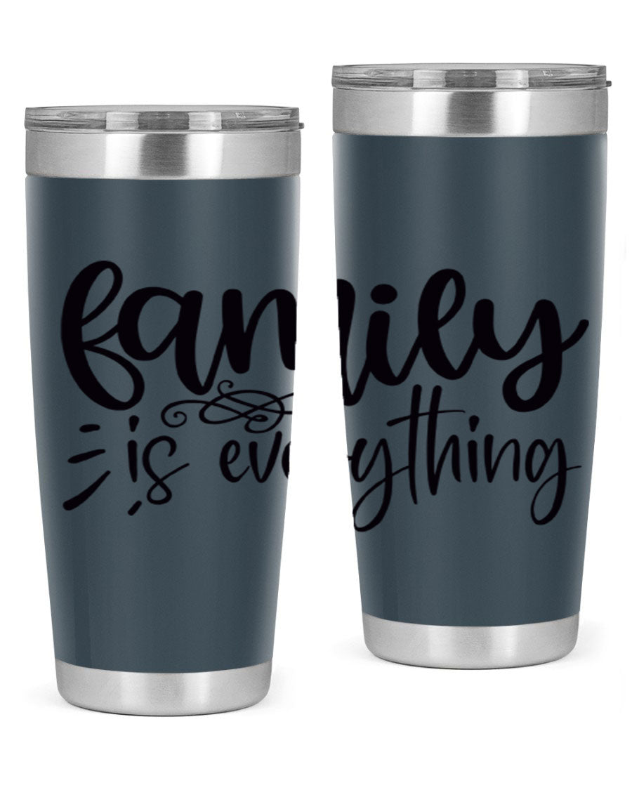 Family is Everything 72# Tumbler in stainless steel with a vibrant design, perfect for hot and cold beverages.