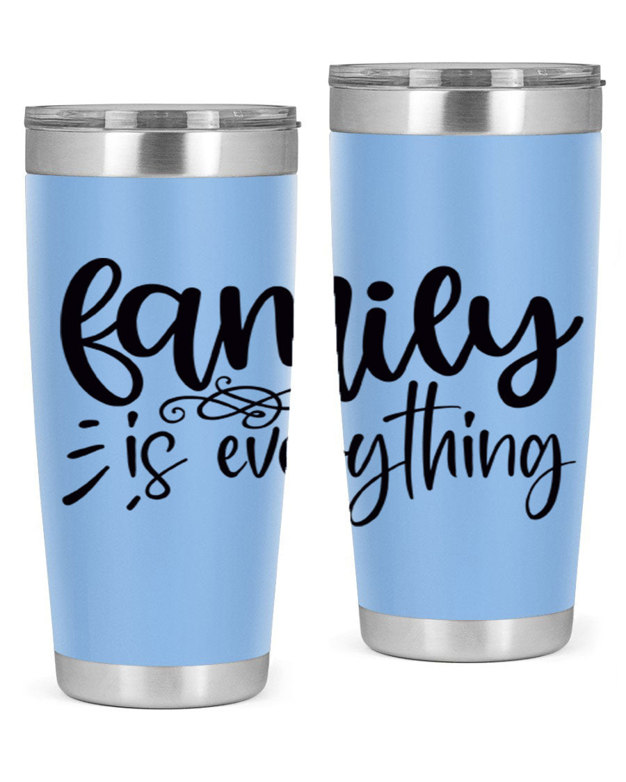 Family is Everything 72# Tumbler in stainless steel with a vibrant design, perfect for hot and cold beverages.
