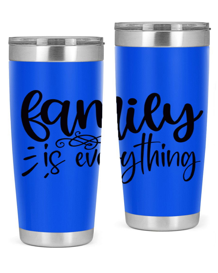 Family is Everything 72# Tumbler in stainless steel with a vibrant design, perfect for hot and cold beverages.
