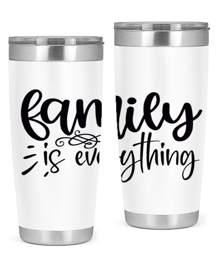 Family is Everything 72# Tumbler in stainless steel with a vibrant design, perfect for hot and cold beverages.